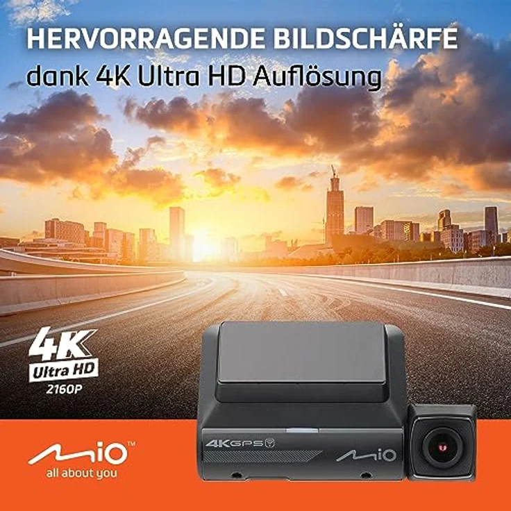 Mio™ MiVue 955W Dashcam Auto Kamera mit 4K Ultra HD-Auflösung & 2.5K HDR für extra scharfe Bilder Tag & Nacht I Echtzeit-Backup der Dash Cam Dank WLAN & OTA I Dashcam 4K mit Speedcam & Parkmodus – Bild 2