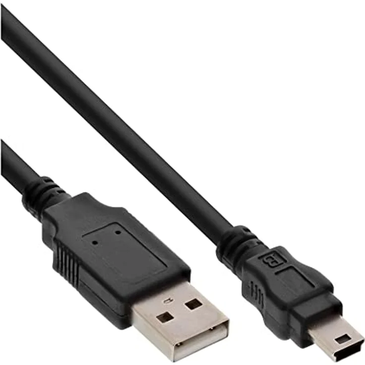 InLine 33107K USB 2.0 Mini-Kabel, USB A Stecker an Mini-B Stecker (5pol.), schwarz, 0,5m – Bild 2