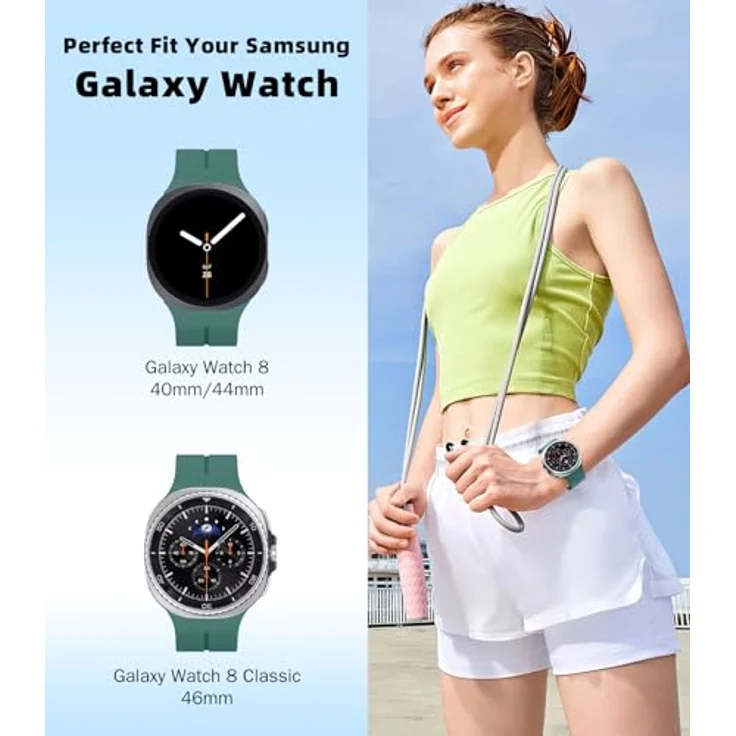 MoKo Sport Armband für Samsung Galaxy Watch 8 40mm/44mm & Galaxy Watch 8 Classic 46mm, Weiches Silikon Uhrenarmband mit Magnetverschluss, Dunkelgrün – Bild 2