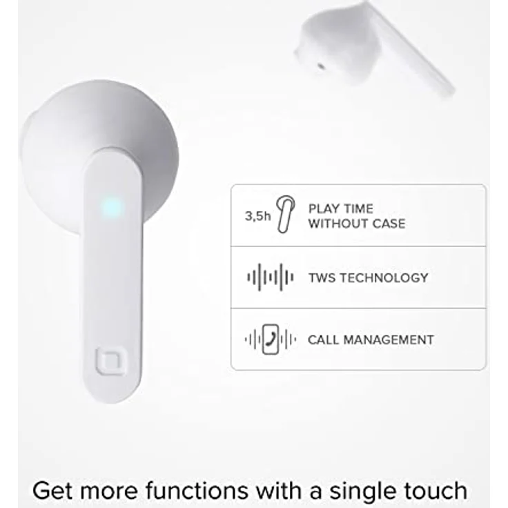 SBS Stereo Wireless Earphones, 200 mAh charging base, touch controls and micro, True Wireless In-Ear-Kopfhörer, weiß – Bild 4