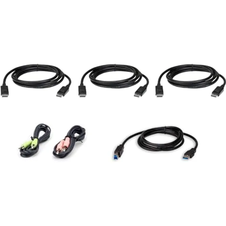 ATEN 2L-7D02UDPX6 1,8 M USB DisplayPort Triple Display KVM Kabel-Set, schwarz, 1,8 m