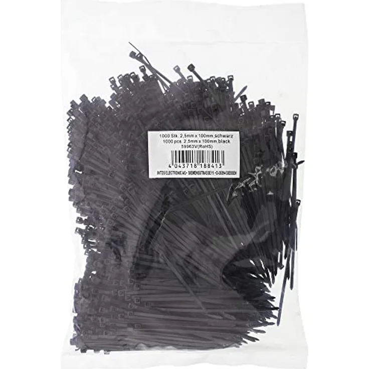 InLine 18841 59963V Kabelbinder 100mm x 2,5mm 1000 Stück schwarz