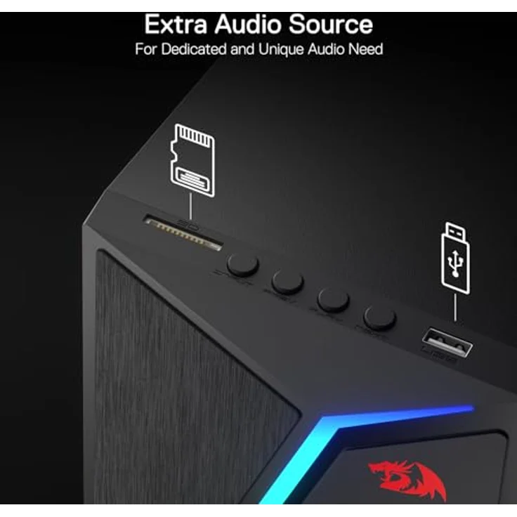 Redragon GS520 PRO, 2.1 PC-Lautsprecher mit 25 W, RGB-Beleuchtung und Bluetooth 5.3, Schwarz – Bild 8