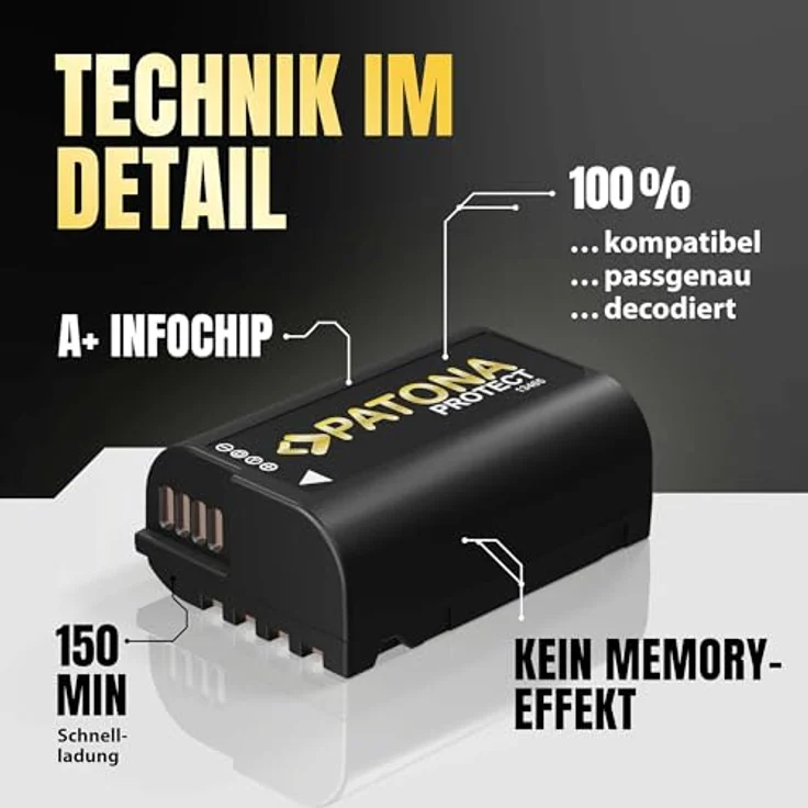 PATONA Protect V1 Akku DMW-BLK22, 2600mAh, 18.72Wh, 7.2V, kompatibel mit Panasonic Lumix S-Serie und GH-Serie, hitzebeständig, sicher und langlebig – Bild 4