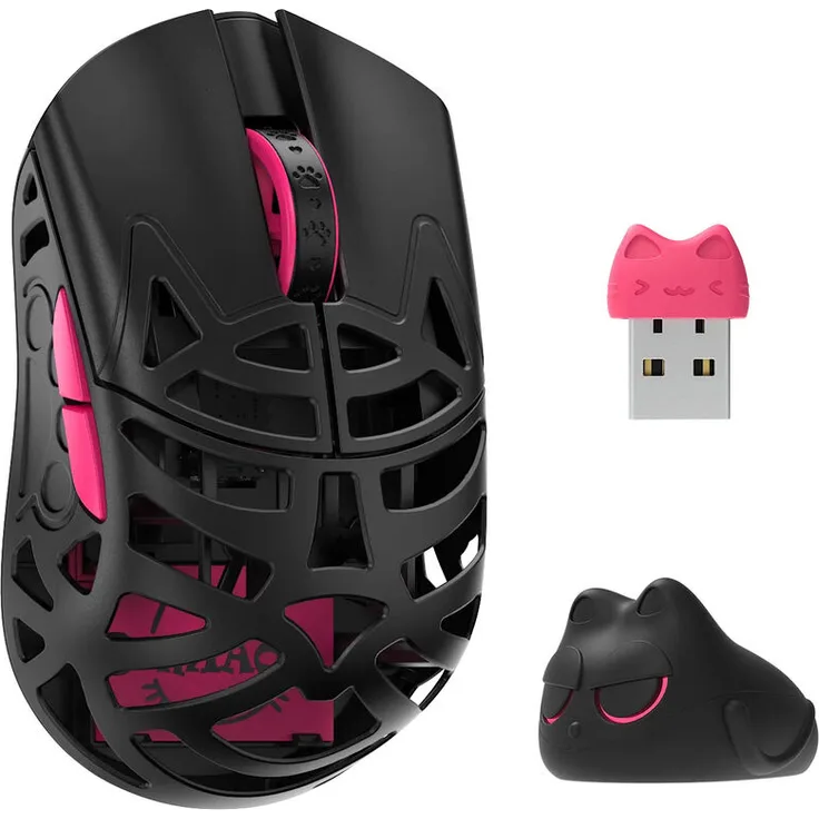 WLMouse Beast Miao Gaming Maus, kabellos, Omron Optical Switches, 31 g, 8.000 Hz Abtastrate, schwarz