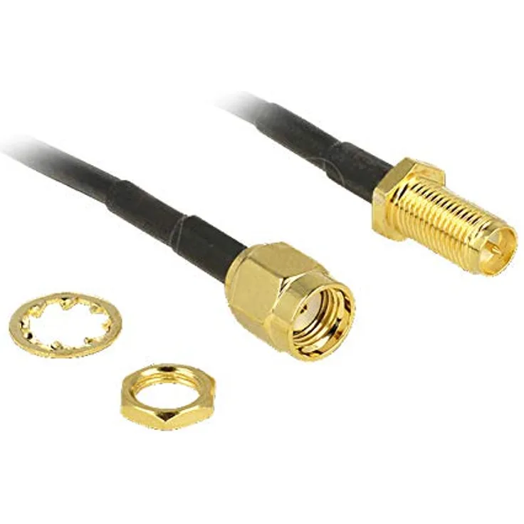 Bolwins G00 3m WLAN GPS Antenne Adapter Verlängerungskabel, RP-SMA A auf B, vergoldete Kontakte, Schwarz