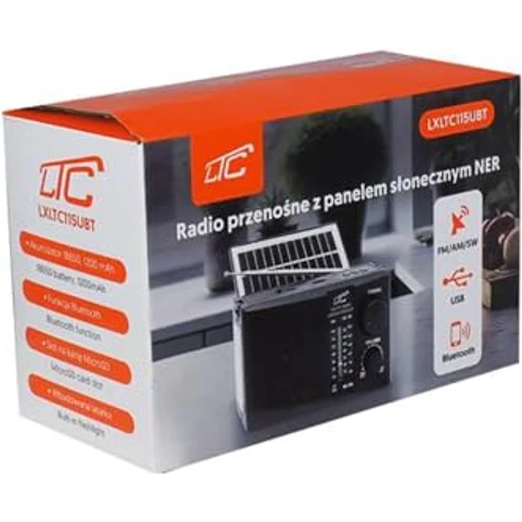 LTC LXLTC115UBT Tragbares Radio, Bluetooth, FM/AM/SW, Solarpanel, Schwarz – Bild 4
