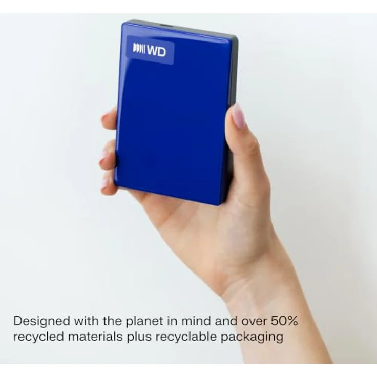 WD My Passport 5TB, externe HDD-Festplatte mit USB-C-Anschluss und integrierter 256-Bit-AES-Verschlüsselung, blau – Bild 6