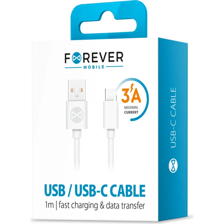 FOREVER USB-Kabel - USB-C 1,0 m 3A, bidirektionales Design für schnelles Aufladen und Datensynchronisation