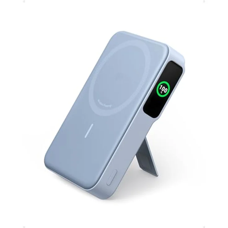 Anker MagGo Power Bank, Qi2-zertifiziertes 15W schnelles MagSafe-kompatibles mobiles Ladegerät, 10.000mAh Akku, Smartes Display & klappbarer Ständer, Für iPhone 15/14/13/12, Inkl. USB-C Kabel – Bild 1