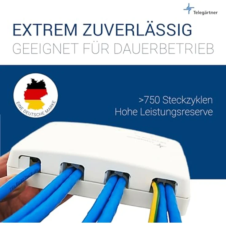 TELEGÄRTNER Mini-Verteiler MPD8-HS Kat.6A (IEC), kompakter Netzwerk-Switch für hohe Übertragungsraten – Bild 3