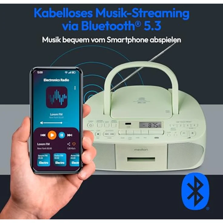 Medion® Radio (AM- / FM- Tuner, MW / UKW mit RDS, 3 W, grün) – Bild 4