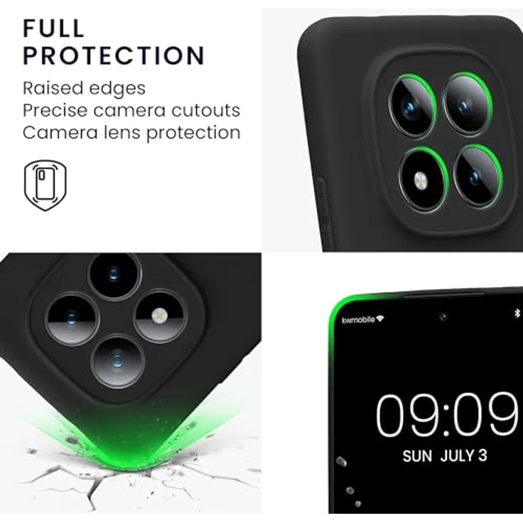 kwmobile Handyhülle für Xiaomi Redmi Note 15 Pro 4G, Silikon Case in Schwarz matt, rutschfest und reißfest mit präzisen Ausschnitten – Bild 3