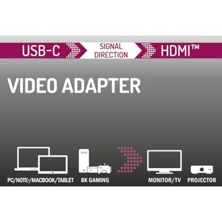 Hama USB-C HDMI Adapter, 8K, 60 Hz, Thunderbolt 3/4/5, vergoldeter Stecker, Aluminium-Gehäuse, 15 cm Kabellänge – Bild 3