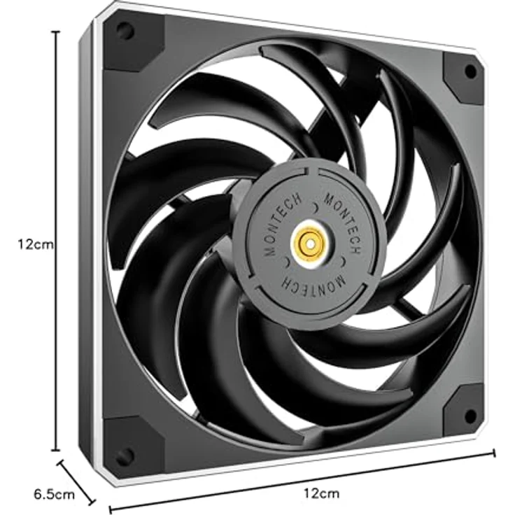 Montech Metall 120 PWM, leistungsstarker leiser Kühlventilator, 4-polig, silber – Bild 8