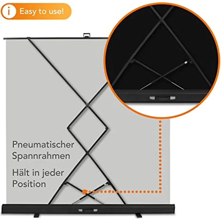 Walimex pro Roll-up Panel Hintergrund grau 210x220 (220 cm, 226 cm), Selbst stehender Hintergrund mit pneumatischem Spannmechanismus, Blau – Bild 6