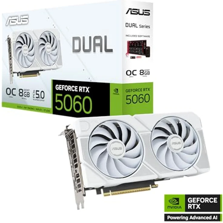 ASUS DUAL-RTX5060-O8G-WHITE, 8GB GDDR7 Grafikkarte mit AI-Leistung, Dual BIOS und 0dB-Technologie, weiß – Bild 10