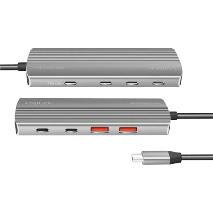 LogiLink UA0413 - Ultra-Slim USB 3.2 Gen2 Hub, 2X USB-A, 2X USB-C, mit PD (Power Delivery), 100 W, Space Grau – Bild 5