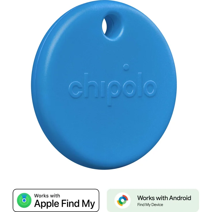 Chipolo POP Tracker, kompatibel mit Apple und Google "Find My", lauter Signalton, lange Batterielaufzeit, Blau