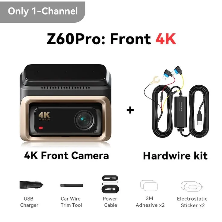 StarTech Autokamera Z60 Pro, 1 Kanal, 4K UHD, GPS, 5-GHz-WLAN, ADAS, 128-GB-Speicherkarte