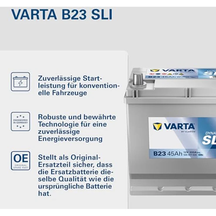 VARTA JIS Starterbatterie 12V 45Ah 300A/EN B01, leistungsstarke Autobatterie für MAZDA und RENAULT Modelle – Bild 2