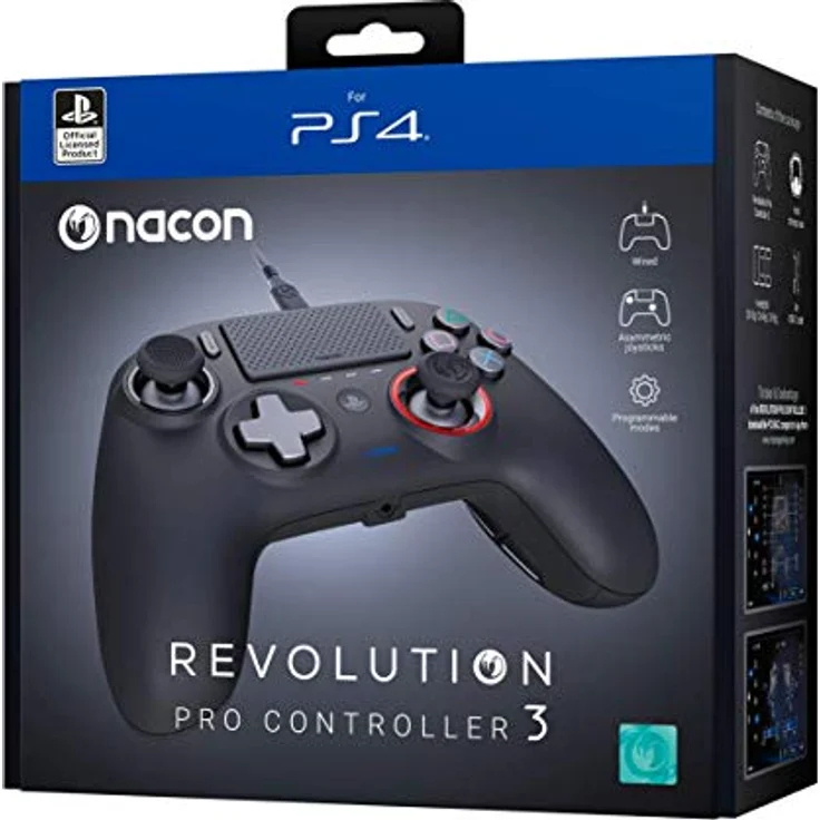 Nacon Revolution Pro 3 Offizieller Controller PS4 3499550383492, Gamepad mit einfacher Bedienung und hoher Qualität, Schwarz – Bild 1