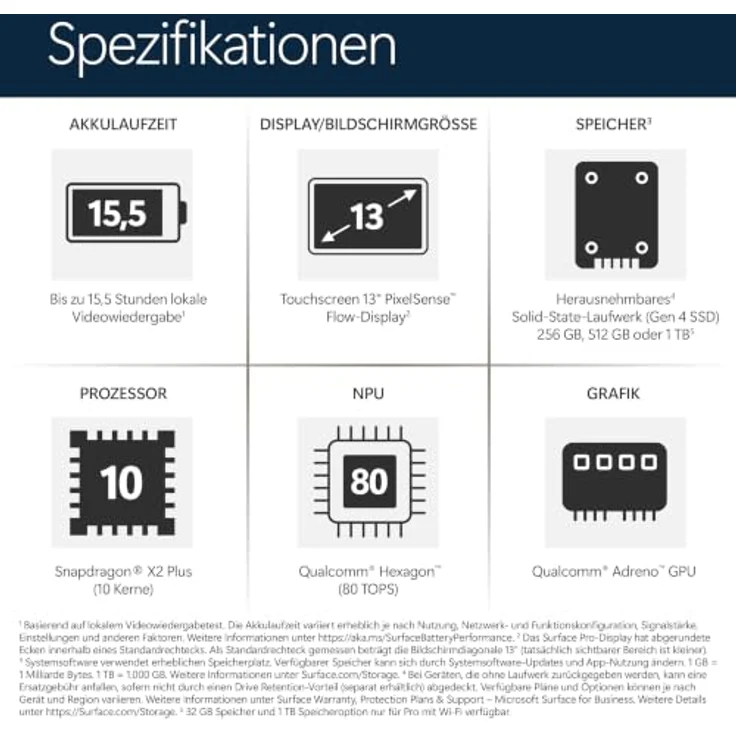 Microsoft Surface Pro 13" 12. Generation, 13" Touchscreen, Snapdragon X2 Plus, 16GB RAM, 256GB SSD, Windows 11 Home, platin – Bild 8