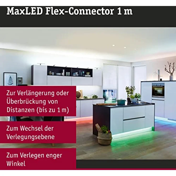 Paulmann 70575 MaxLED Verbindungskabel für LED Strip 1 m Verlängerungskabel Stripe Zubehör Überbrückung Weiß Ausgleich von Unebenheiten 5-Polig – Bild 2
