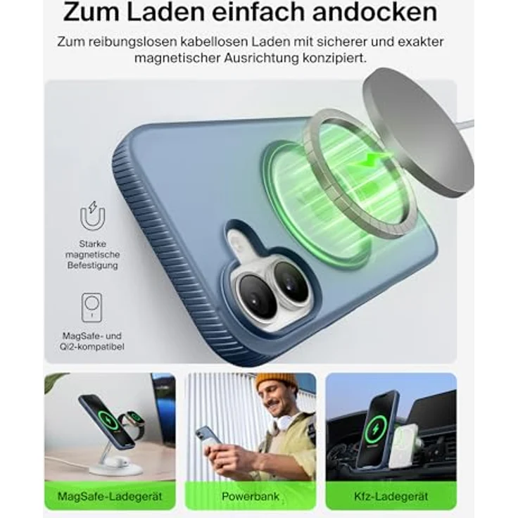 Belkin Grip Magn. Schutzhülle für iPhone 17, dunkelblau, Stossschutz bis 2m, strukturierte Oberfläche, integrierte Kamerasteuerung – Bild 3