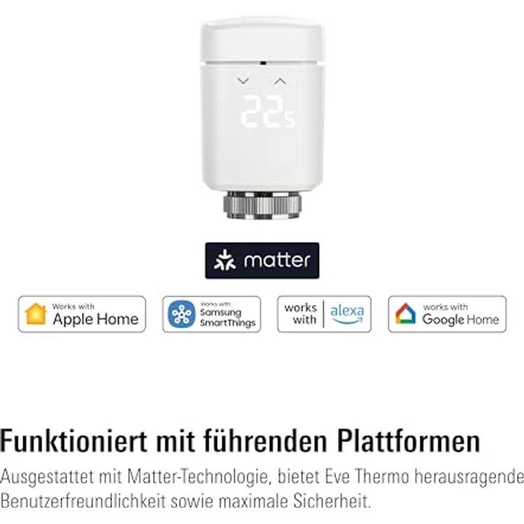Eve Thermo (Matter): Smartes Heizkörperthermostat, LED-Display, Heizkosten sparen, Made in Germany, 4. Gen – Bild 3