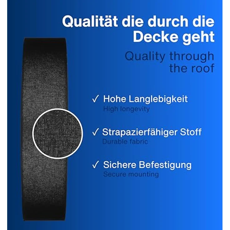 REV Deckenleuchte - Deckenlampe rund 50cm mit Stoff-Lampenschirm im Vintage-Look, ideal für Schlafzimmer & Wohnzimmer, schwarz – Bild 3