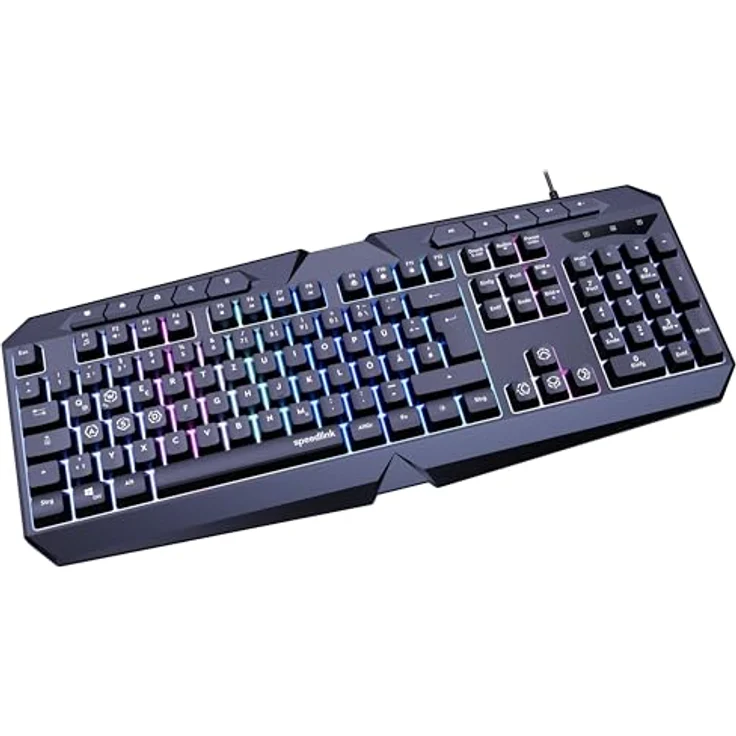 Speedlink LUDICIUM RGB Rainbow Gaming Keyboard - RGB Gaming Tastatur mit Kabel, deutsches Layout QWERTZ, Windows Key Lock, WASD-Switch, 10 Multimediatasten, kabelgebunden, schwarz – Bild 2