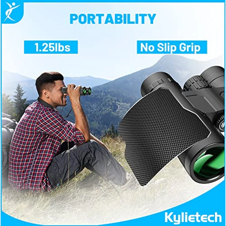 Kylietech 12x42 Fernglas mit Stativ, Wasserdichtes Vogelbeobachtungsgerät mit BaK-4-Prismen, FMC-Objektiv und Smartphone-Adapter für Fotografie und Sternenbeobachtung – Bild 4