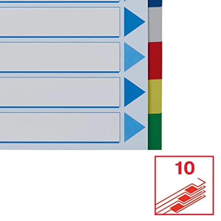ESSELTE Esselte Kunststoff-Register, blanko, A4, PP, 10-teilig, Mehrfarbig – Bild 3