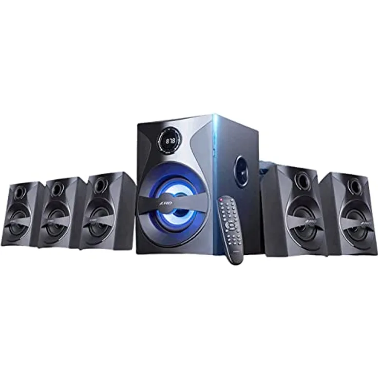 Fenda F3800X, 5.1-Kanal Bluetooth PC Lautsprecher mit integrierten UKW-Radio und Fernbedienung, Schwarz