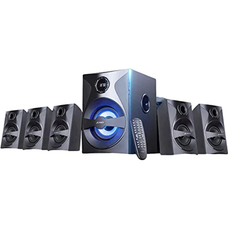 Fenda F3800X, 5.1-Kanal Bluetooth PC Lautsprecher mit integrierten UKW-Radio und Fernbedienung, Schwarz – Bild 1