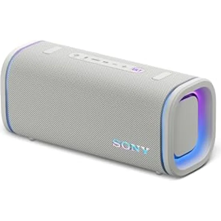 Sony ULT Field 5, tragbarer Bluetooth-Lautsprecher, 25-Stunden-Akku, IP67 wasserdicht, 360° Lichter, abnehmbarer Schulterriemen - Off-White