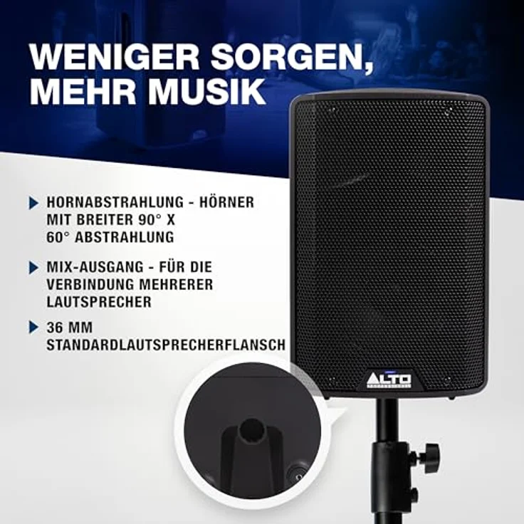 Sonstige Studios Alto TX408, Aktiv PA Lautsprecher mit 350W Verstärker für klaren Sound, Schwarz – Bild 6