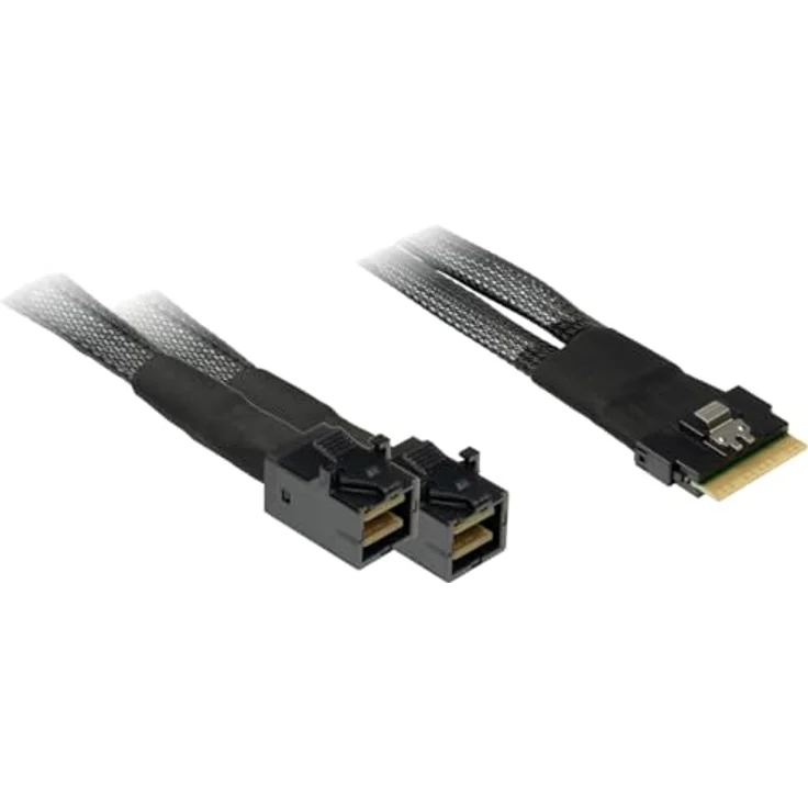 Inter-Tech Datenkabel SFF-8654 8i - 2x SFF-8643, Hochgeschwindigkeitskabel mit 24 Gb/s Datenübertragung