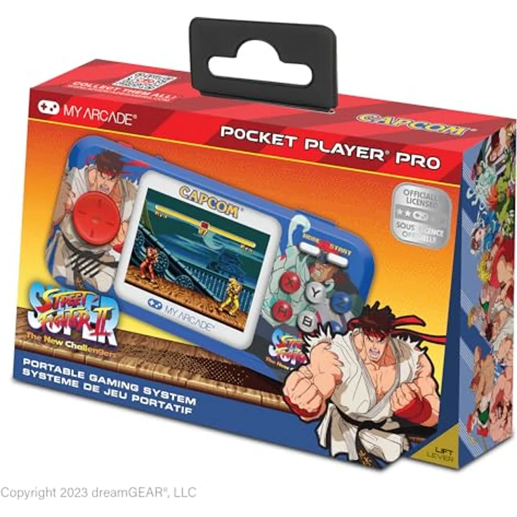 My Arcade SUPER STREET FIGHTER II POCKET PLAYER PRO, Handheld-Arcade-Gaming-System mit 2-in-1 Titeln, 2.75 Zoll hochauflösendem Display, integrierten Lautsprecher und USB-C®-Betrieb – Bild 1