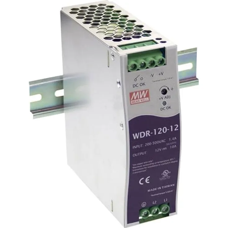 Mean Well WDR-120-24, 24V 5A 120W DIN-Schienennetzteil mit integriertem Schutzsystem und Konstantstrombegrenzung