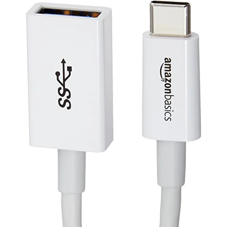 AmazonBasics - Adapterkabel, USB-Typ-C-Stecker auf USB-Buchse, USB 3.1, 1. Generation, Weiß – Bild 3