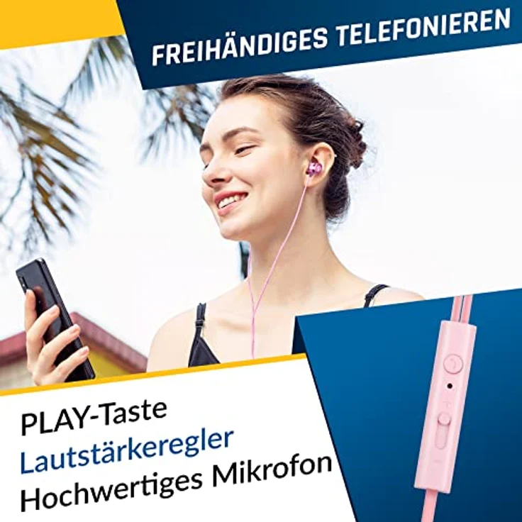 KLIM Fusion In-Ear Kopfhörer mit Mikrofon, Memory Foam Ohrstöpsel, 3.5 mm Jack, langlebig, rose – Bild 4
