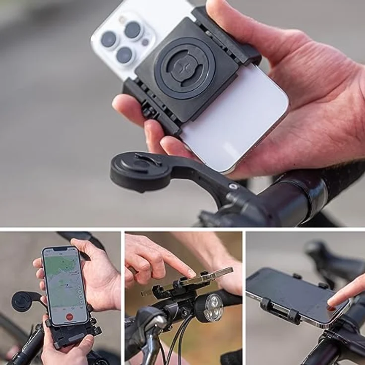 SP Connect Roadbike Bundle Universal Clamp SPC+, Smartphone Halterung mit Handlebar Mount und Weather Cover, Schwarz – Bild 4