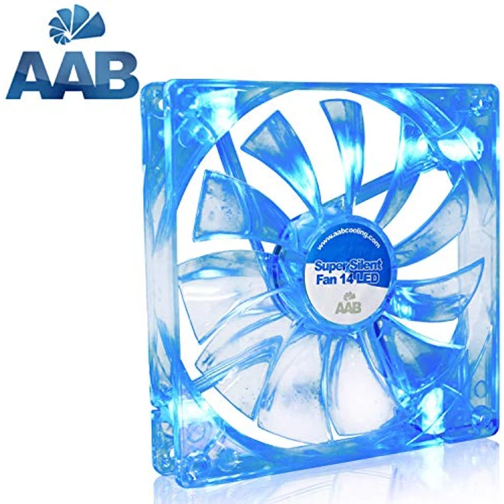 AAB Cooling Super Silent Fan 14 Blue LED - 140mm leise und effizient Gehäuselüfter mit 4 Anti-Vibrations-Pads und blauer LED – Bild 5