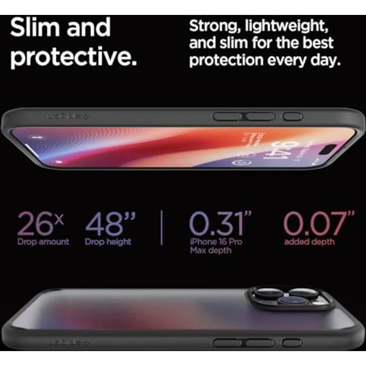 Spigen iPhone 16 Pro Max Hülle [Anti-Yellowing] Ultra Hybrid Case Transparent -Frost Black – Bild 5