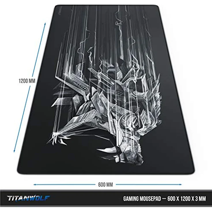 CSL - Übergröße Mauspad Gaming Titanwolf 1200x600mm - XXXL Mousepad groß mit Motiv - Tischunterlage Large Size - verbessert Präzision und Geschwindigkeit - XXL z.B. für Logitech Maus und Tastatur – Bild 4