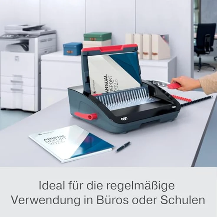 GBC CombBind CB20 Manuelles Bindegerät, bindet bis zu 240 A5/A4-Blätter, stanzt 20 Blätter, kompaktes Design, Schwarz/Silber – Bild 2