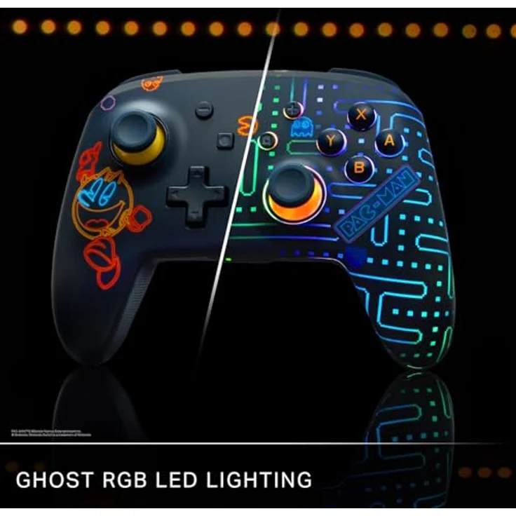 PowerA Enhanced Wireless Controller for Nintendo Switch mit Lumectra - PAC-MAN NEON ARCADE, kabellos, Bluetooth 5.0, bis zu 30 Stunden Akkulaufzeit, zwei programmierbare Gaming-Buttons, ergonomisch, inklusive USB-C-Ladekabel – Bild 3