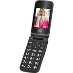 Trevi FLEX PLUS 55 Telefono Cellulare per Anziani a Conchiglia con grandi tasti, grande display LCD 2.4", Funzione SOS, Doppio Display, Bluetooth, Fotocamera, Radio FM, Nero